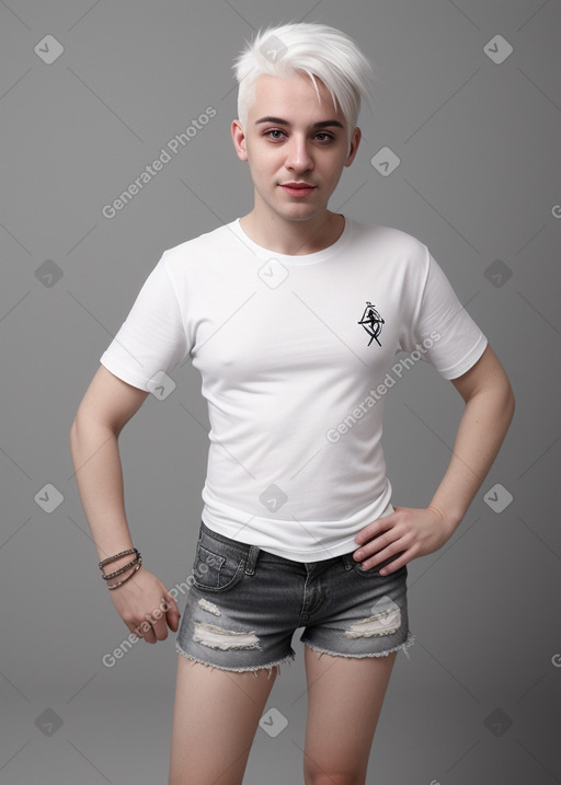 Albanian adult non-binary with  white hair