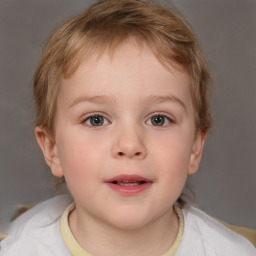 Neutral white child female with short  brown hair and brown eyes