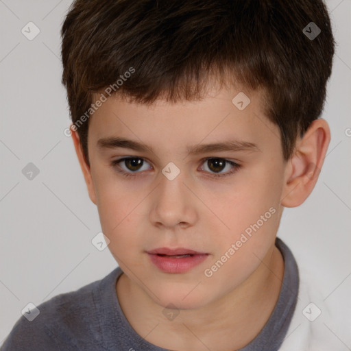 Neutral white child male with short  brown hair and brown eyes