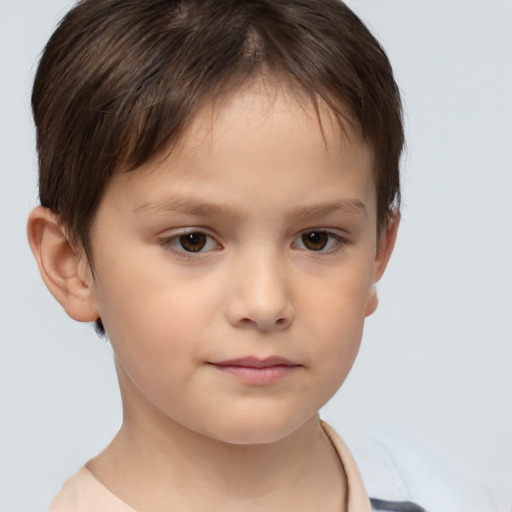 Neutral white child female with short  brown hair and brown eyes