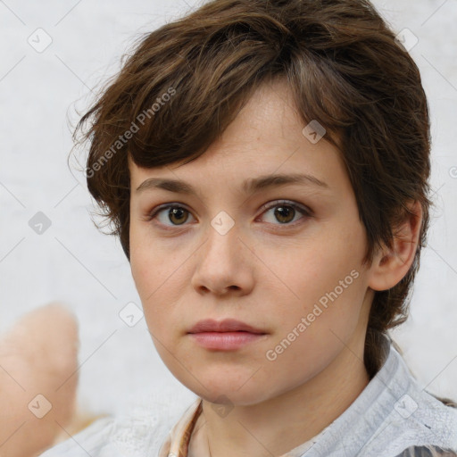 Neutral white child female with medium  brown hair and brown eyes