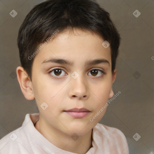 Neutral white child male with short  brown hair and brown eyes