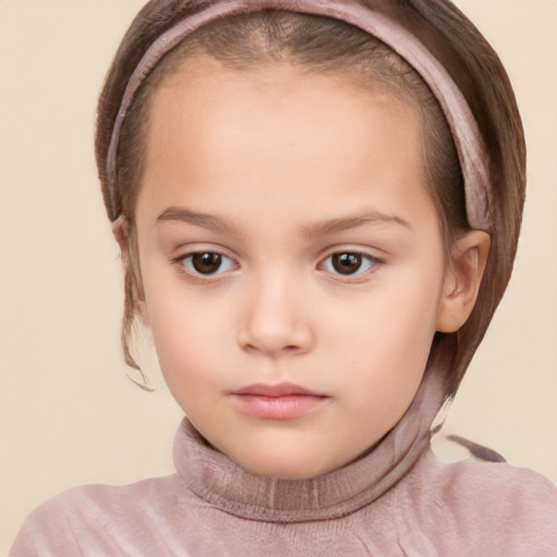 Neutral white child female with short  brown hair and brown eyes