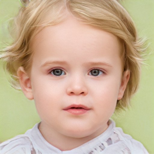 Neutral white child female with short  brown hair and blue eyes