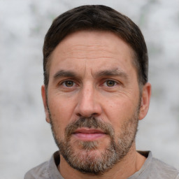 Neutral white adult male with short  brown hair and brown eyes