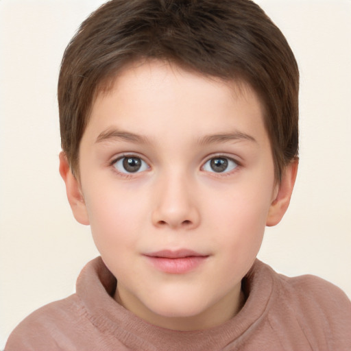 Neutral white child female with short  brown hair and brown eyes