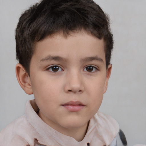 Neutral white child male with short  brown hair and brown eyes