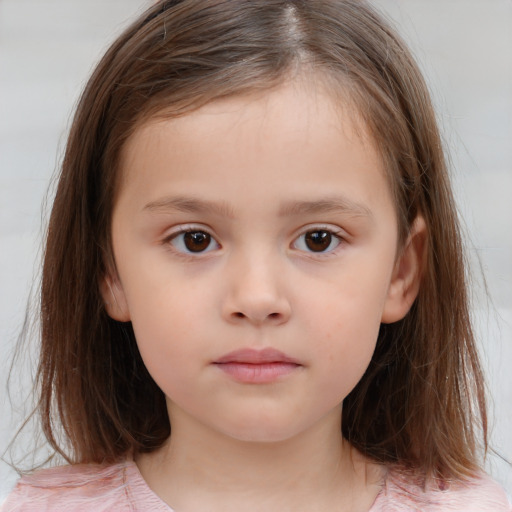 Neutral white child female with medium  brown hair and brown eyes