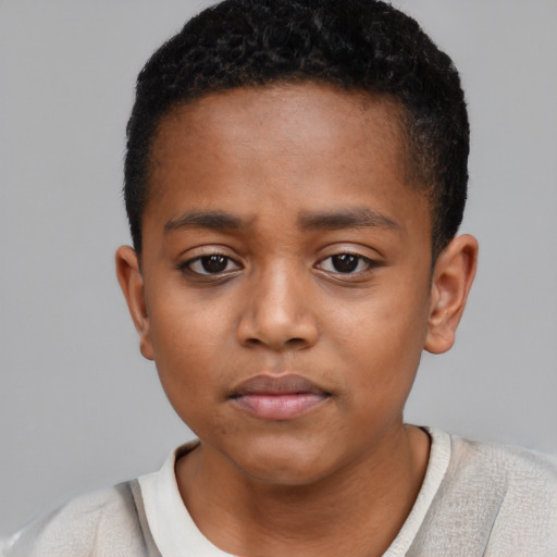 Neutral black young-adult male with short  brown hair and brown eyes