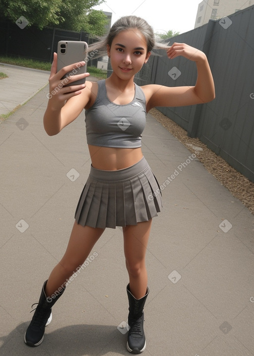 Teenager girl with  gray hair