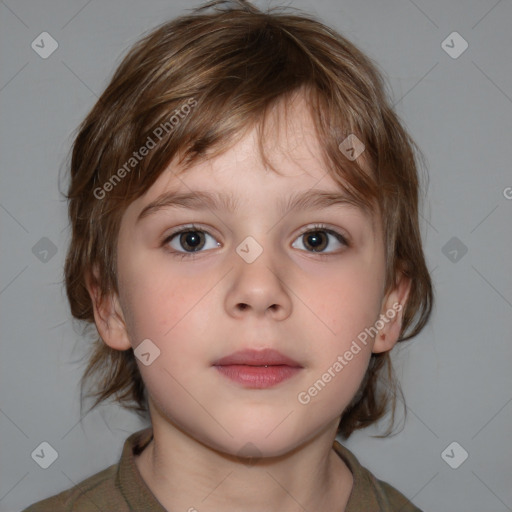 Neutral white child female with medium  brown hair and brown eyes