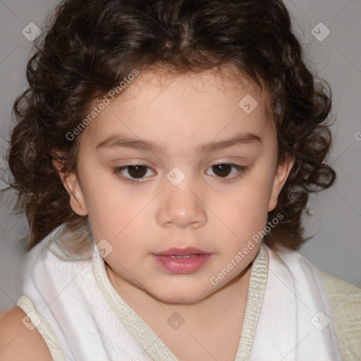 Neutral white child female with medium  brown hair and brown eyes