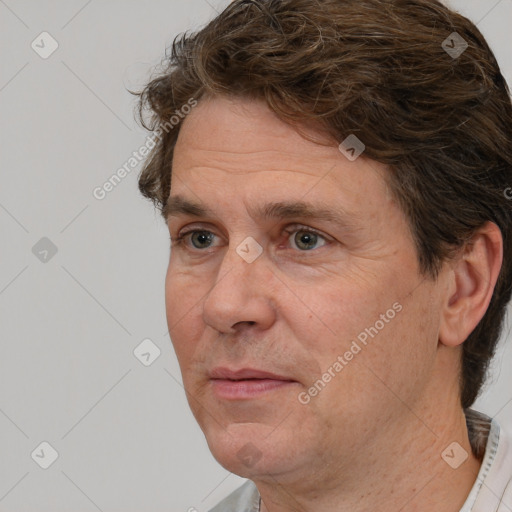 Neutral white adult male with short  brown hair and brown eyes