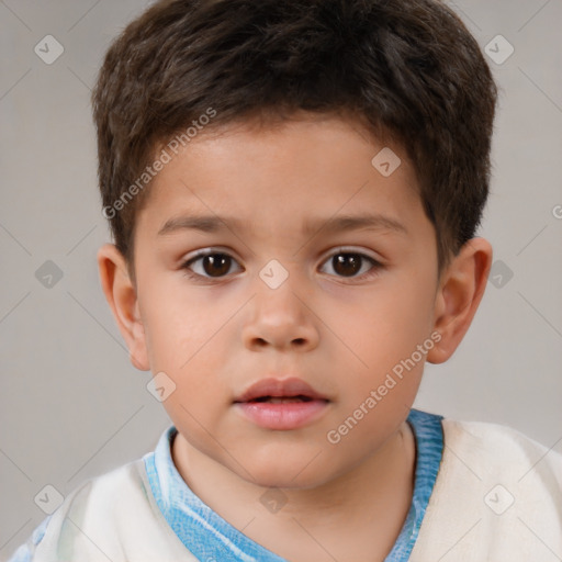 Neutral white child male with short  brown hair and brown eyes