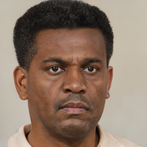 Neutral black young-adult male with short  brown hair and brown eyes