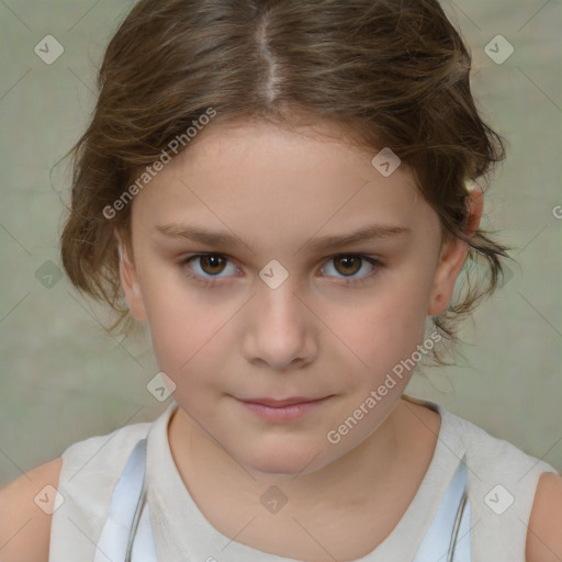 Neutral white child female with medium  brown hair and brown eyes