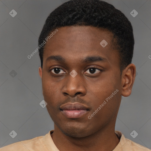 Neutral black young-adult male with short  brown hair and brown eyes