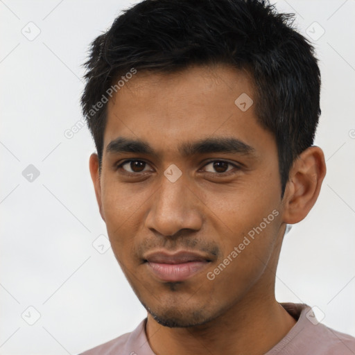 Neutral asian young-adult male with short  brown hair and brown eyes