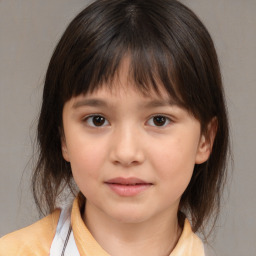 Neutral white child female with medium  brown hair and brown eyes