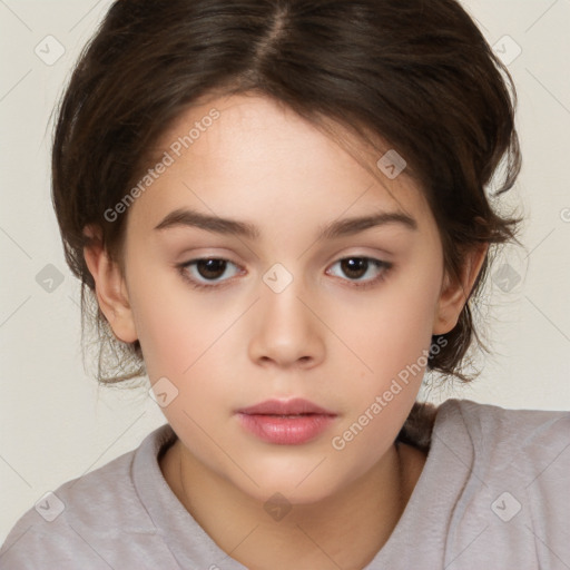 Neutral white child female with medium  brown hair and brown eyes