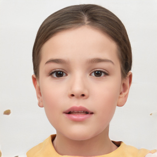 Neutral white child female with short  brown hair and brown eyes