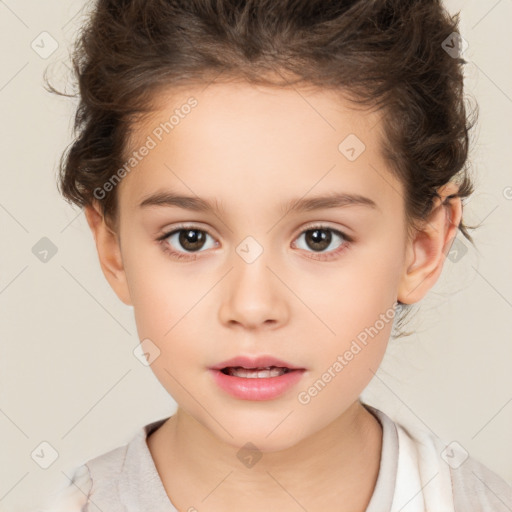 Neutral white child female with medium  brown hair and brown eyes