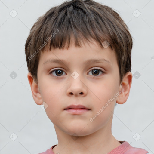 Neutral white child male with short  brown hair and brown eyes