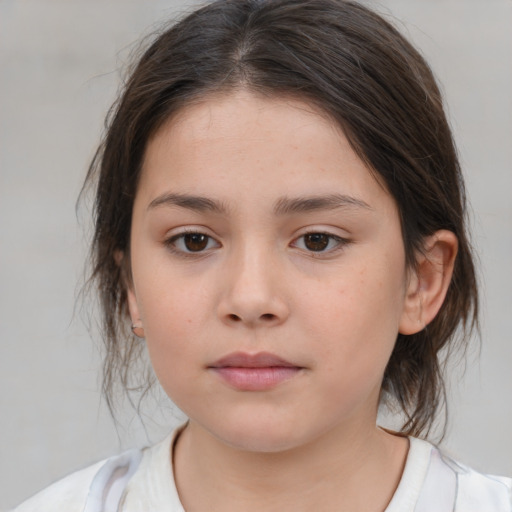 Neutral white child female with medium  brown hair and brown eyes