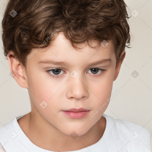 Neutral white child male with short  brown hair and brown eyes