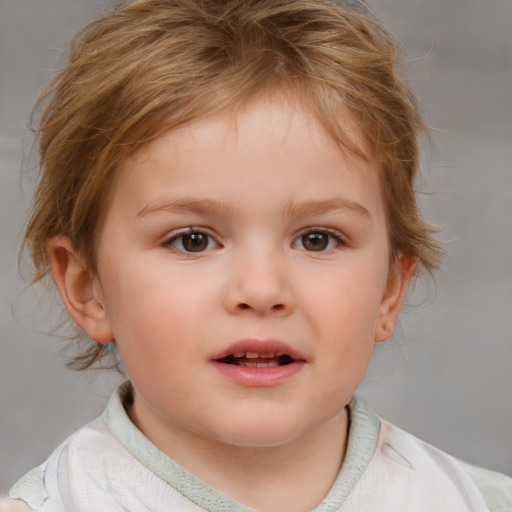 Neutral white child female with medium  brown hair and brown eyes