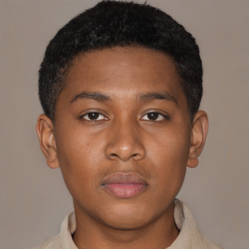 Neutral latino young-adult male with short  brown hair and brown eyes