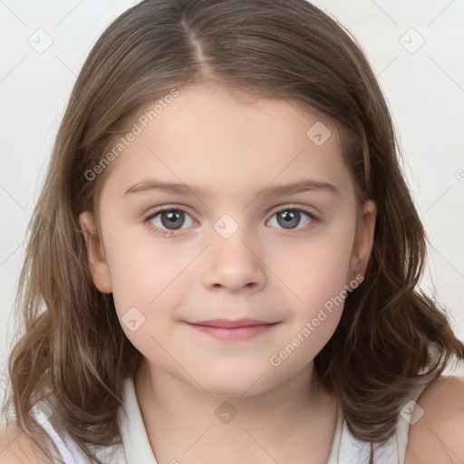 Neutral white child female with medium  brown hair and brown eyes