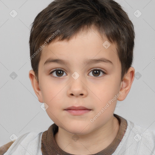 Neutral white child male with short  brown hair and brown eyes