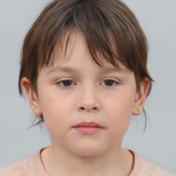 Neutral white child female with medium  brown hair and brown eyes