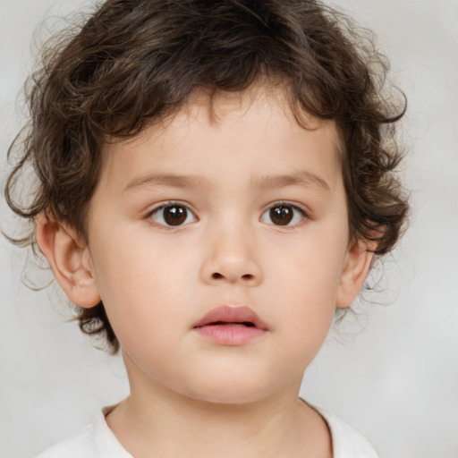 Neutral white child male with short  brown hair and brown eyes