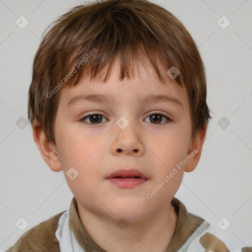 Neutral white child male with short  brown hair and brown eyes