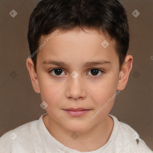 Neutral white child male with short  brown hair and brown eyes