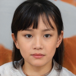 Neutral asian young-adult female with medium  brown hair and brown eyes