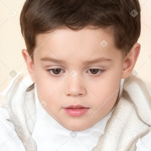 Neutral white child male with short  brown hair and brown eyes