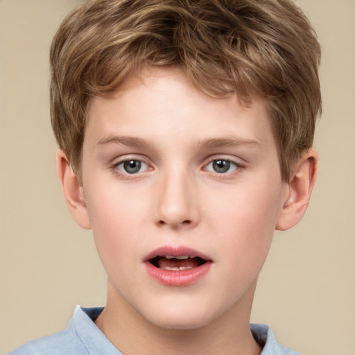 Neutral white child male with short  brown hair and brown eyes