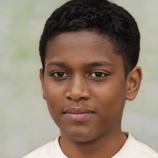 Neutral black child male with short  black hair and brown eyes