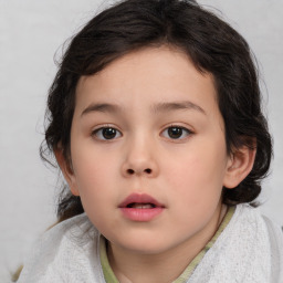 Neutral white child female with medium  brown hair and brown eyes