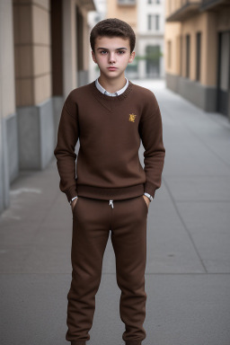 Macedonian teenager boy with  brown hair