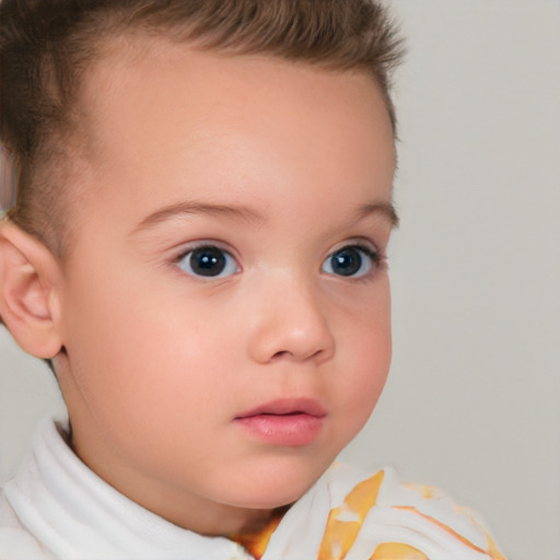 Neutral white child female with short  brown hair and brown eyes