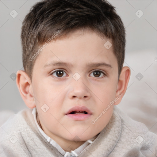 Neutral white child male with short  brown hair and brown eyes