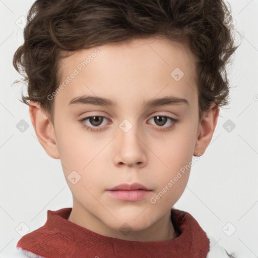 Neutral white child male with short  brown hair and brown eyes