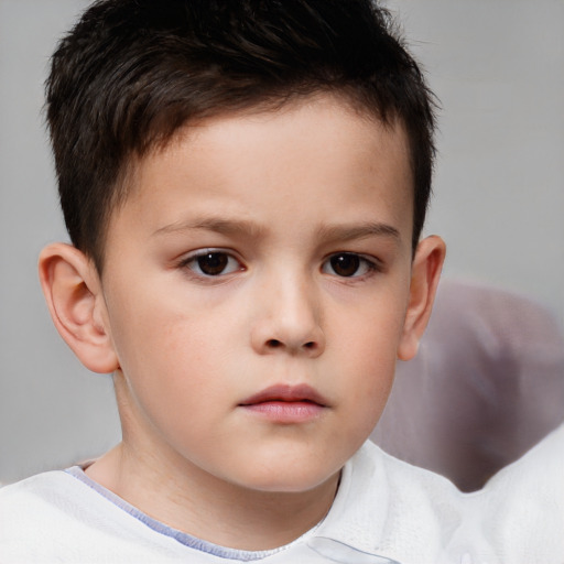 Neutral white child male with short  brown hair and brown eyes