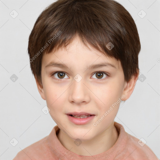 Neutral white child male with short  brown hair and brown eyes