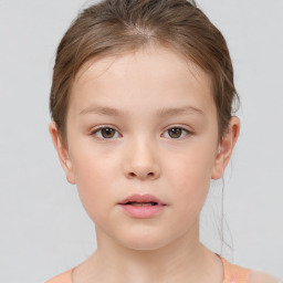 Neutral white child female with short  brown hair and brown eyes