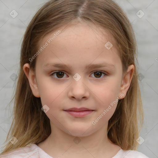 Neutral white child female with medium  brown hair and brown eyes